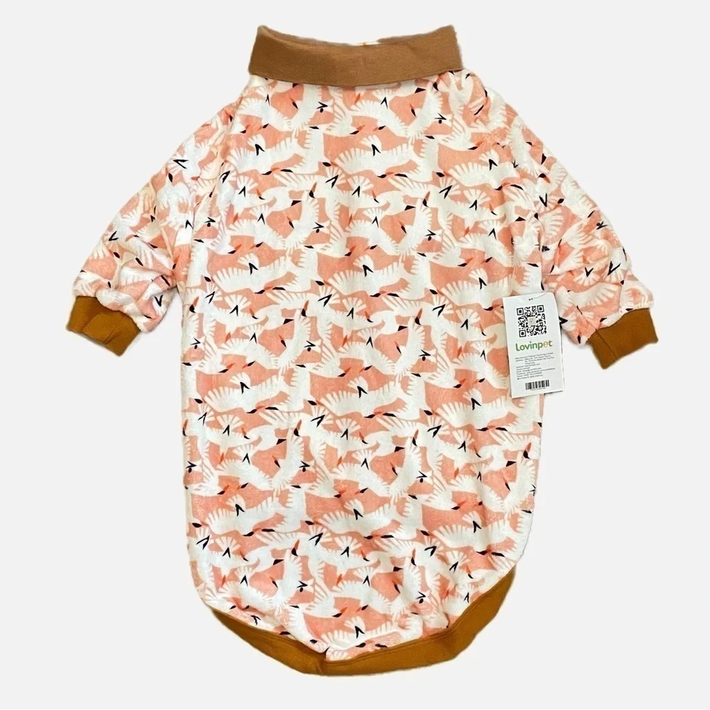 LovinPet Dog Soft Fleece Warm Winter Bird Print Pajama Jacket X-Large NWT